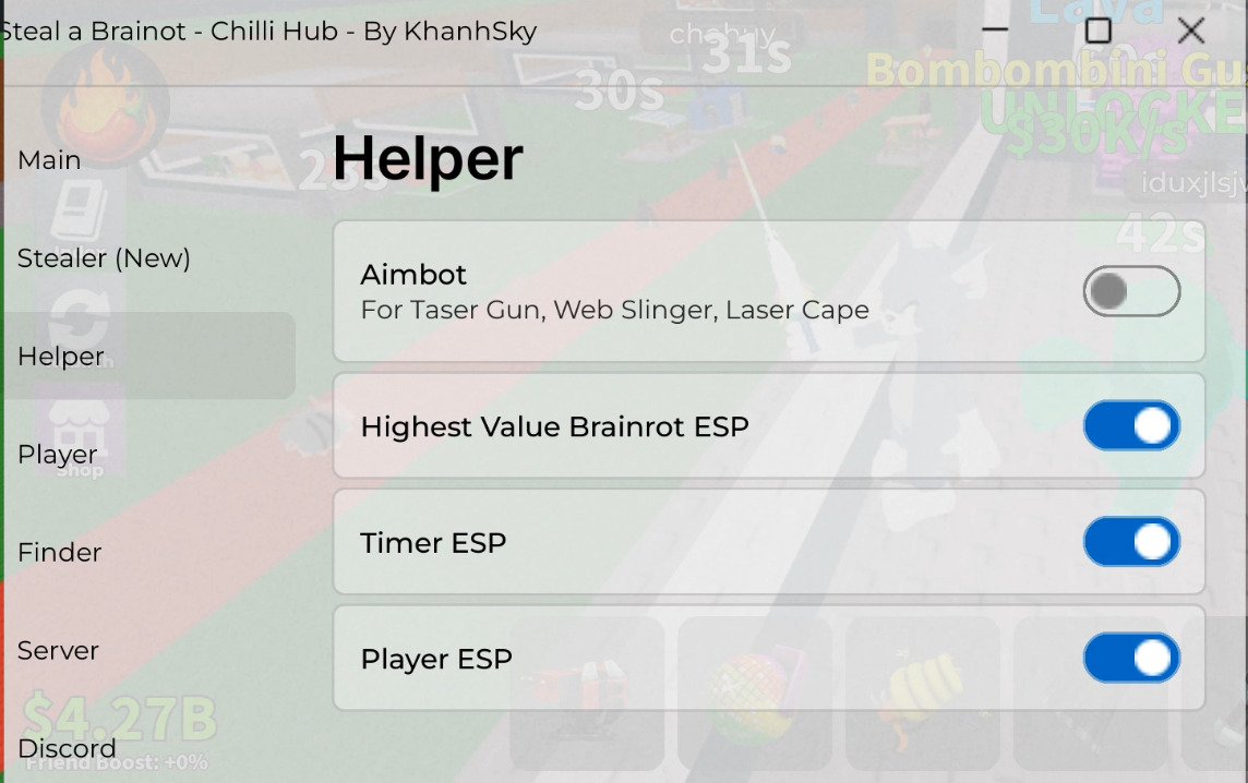 Steal A Brainrot Script By Chilli Hub Anti Hit [NO KEY], Auto Steal ...