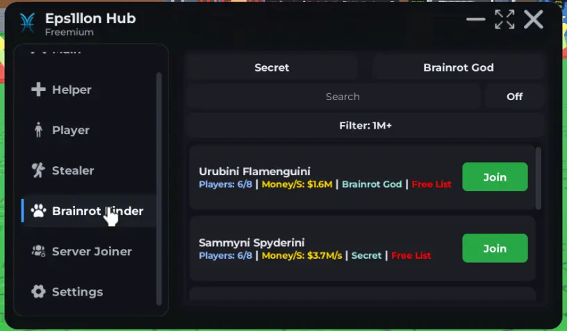 Eps1llon Hub brainrot finder